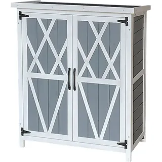 Home Deluxe Gartenschrank YANA - m | Wetterfester Holzschrank für Garten & Terrasse - Grau