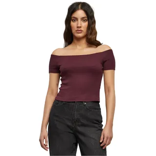 URBAN CLASSICS Ladies Off Shoulder Rib Tee - Rot