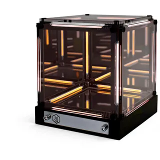 Infinity Spiegel Nachtlicht - 4D Acryl Würfel LED Nachttischlampe, Abyss Effekt Touch Dimmbares Stimmungslicht, Wiederaufladbare USB-C Gamer Schreibtisch Dekor, Futuristisches Ambientelicht für (Gold)