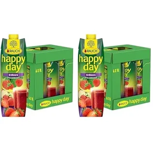 Rauch Happy Day Erdbeere | intensiver Erdbeergeschmack | verfeinert mit Apfel und Zitrone | 6x 1l Tetra Prisma (Packung mit 2)