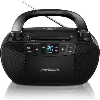 Universum BB 200 - tragbarer CD-Player mit Radio, Kassette & Lautsprecher – Boombox mit AUX & 3,5mm Kopfhöreranschluss - Schwarz