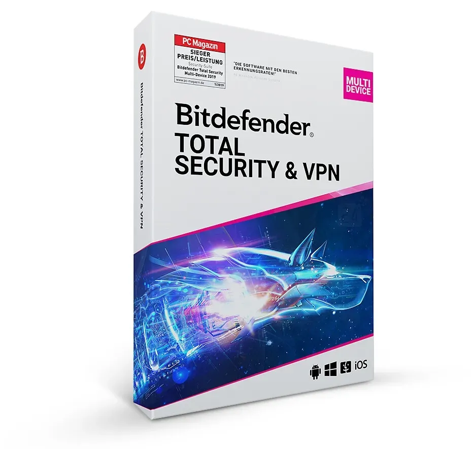 Bitdefender Total Security & Premium VPN, 5 Geräte - 2 Jahre