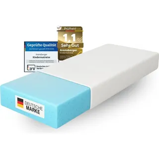 Arensberger Kindermatratze Babymatratze NORA 70x140cm Bezug waschbar abnehmbar punktelastischer Gelschaum Jugendmatratze, allergikerfreundlich premium Bezug