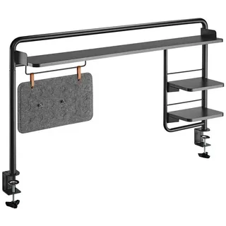 Ergo Office ER-452 Schreibtischablage mit 3 Fachböden, Klemmbares Schreibtischregal bis 20 kg, Aufsteckbares Schreibtisch-Regal
