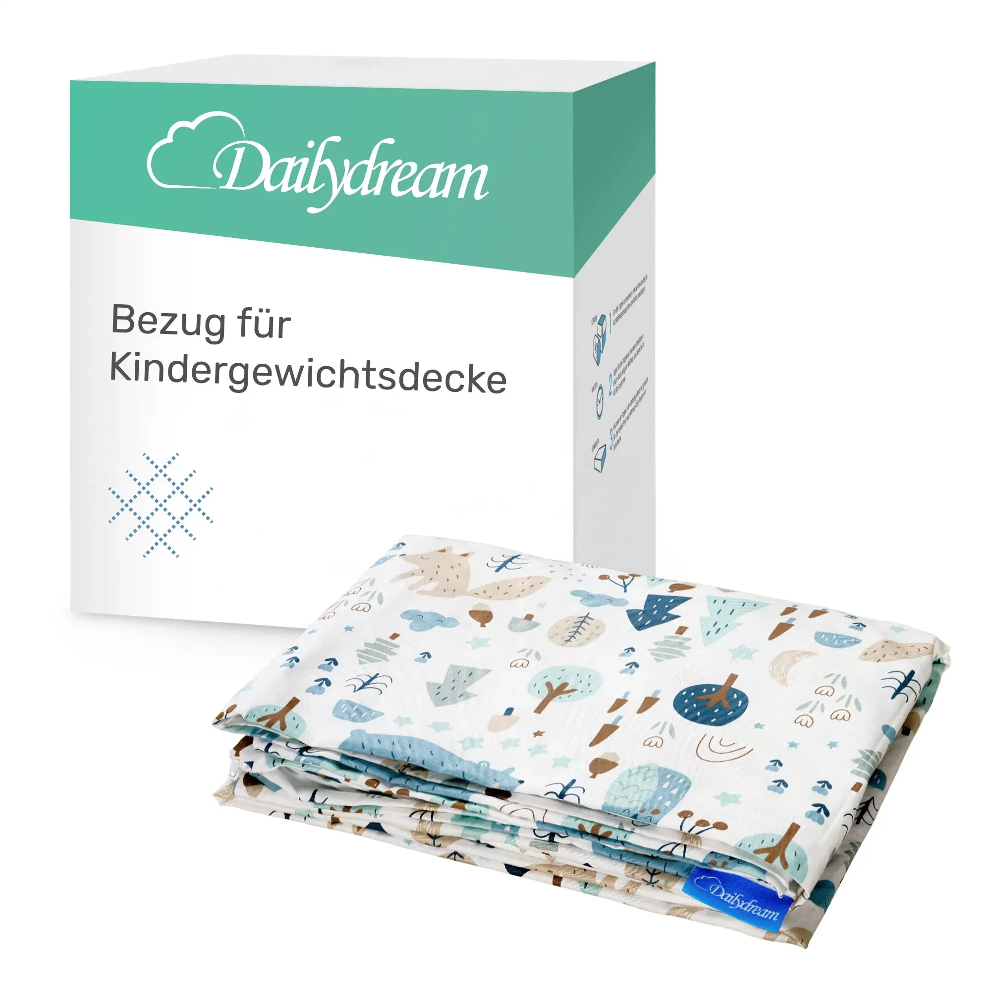 Gewichtsdeckenbezug für Kinder aus 100% Baumwolle, Edition "Wald" - 90x120cm