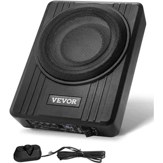 Vevor Untersitz Auto Subwoofer 300 W 254 mm schlanker Auto Subwoofer mit Stromversorgung, Subsystem mit eingebautem Verstärker, Hoch-/Niedrigpegel-Eingang und Lautstärkeregler für SUVs Lkws