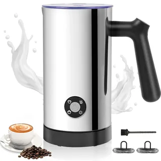 ahlsen Casimhu 4 in 1 Milchaufschäumer Elektrisch, Automatische Heiß- und Kaltaufschäumer mit Tastensteuerung, Milchwärmer aus Edelstahl, Elektrischer Milchaufschäumer für Kaffee, Latte, Cappuccino