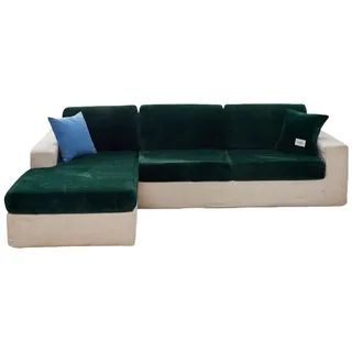 Kaket Sofahusse Sofabezug L Form,Weihnachten Stretch Sitzkissenbezug, für L-Form Sofaschoner,Chaiselongue grün