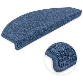 Kettelservice-Metzker Stufenmatten Treppen-Teppich Ariston | Halbrund 65x24cm Trittfläche, Blau 15 Stück