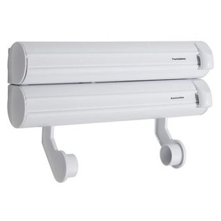 Böttcher-AG Küchenrollenhalter weiß, Edelstahl / Kunststoff, Schneidabroller für Wand