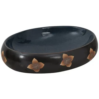 vidaXL Aufsatzwaschbecken Schwarz und Blau Oval 59x40x15 cm Keramik