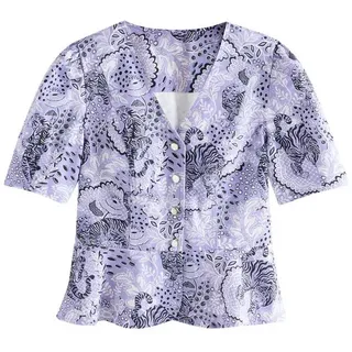 Cath Kidston Jeansbluse Cath Kidston Jeansoberteil mit Schößchen (1-tlg) lila 52 (GB: 24)