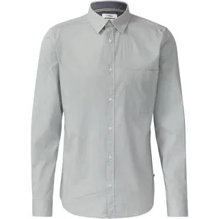 s.Oliver Slim Fit: Fein gemustertes Baumwollhemd mit Kentkragen - weiß XL