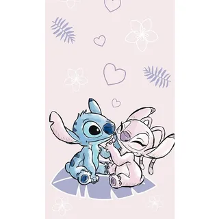 Jerry Fabrics Disney Lilo und Stitch Strand Sport Badezimmer Handtuch aus Baumwolle für Kinder Rosa