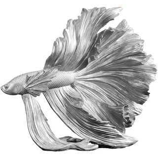 Riess-Ambiente Skulptur CROWNTAIL - Design Deko Figur Kampffisch35cm silber Betta Fisch Skulptur