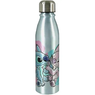 Undercover Stitch Aluminium Trinkflasche 600ml Silber mit Schraubverschluss (600ml) Kindergerecht Individuelles Design