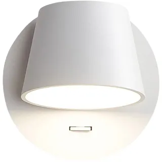 KRIPINC 350° Freie Rotation LED Wandleuchte, 6W Warmweiße Leselampe Wandmontage, Leselampe Wand Acryl, Leselampe LED, Wandlampe mit Schalter, Wandlampe Modern für Schlafzimmer, Nachttisch (Weiß)