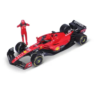 BBURAGO - Ferrari SF-23 Charles Leclerc #16 2023 - Realistisches Modellauto im Maßstab 1:24 und Figur von Charles Leclerc, offizielle Ferrari-Lizenz, empfohlenes Alter 14+ Jahre