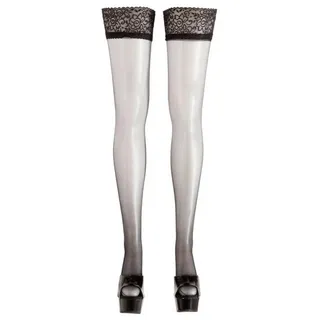 Cottelli LEGWEAR Halterlose Strümpfe mit Spitzenabschluss, schwarz, XS