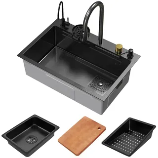 ML-Design Spülbecken Edelstahl 68x46 cm Anthrazit rechteckig