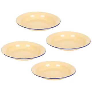 HEMOTON Ofenblech Essensteller Teller Blauer Rand Emaille 4Pcs Emaille- Teller Retro- Emailware- Abendessen Dessertplatte Salat Nudelschalen Die Plattenschalen Servieren 16 cm Nachtisch