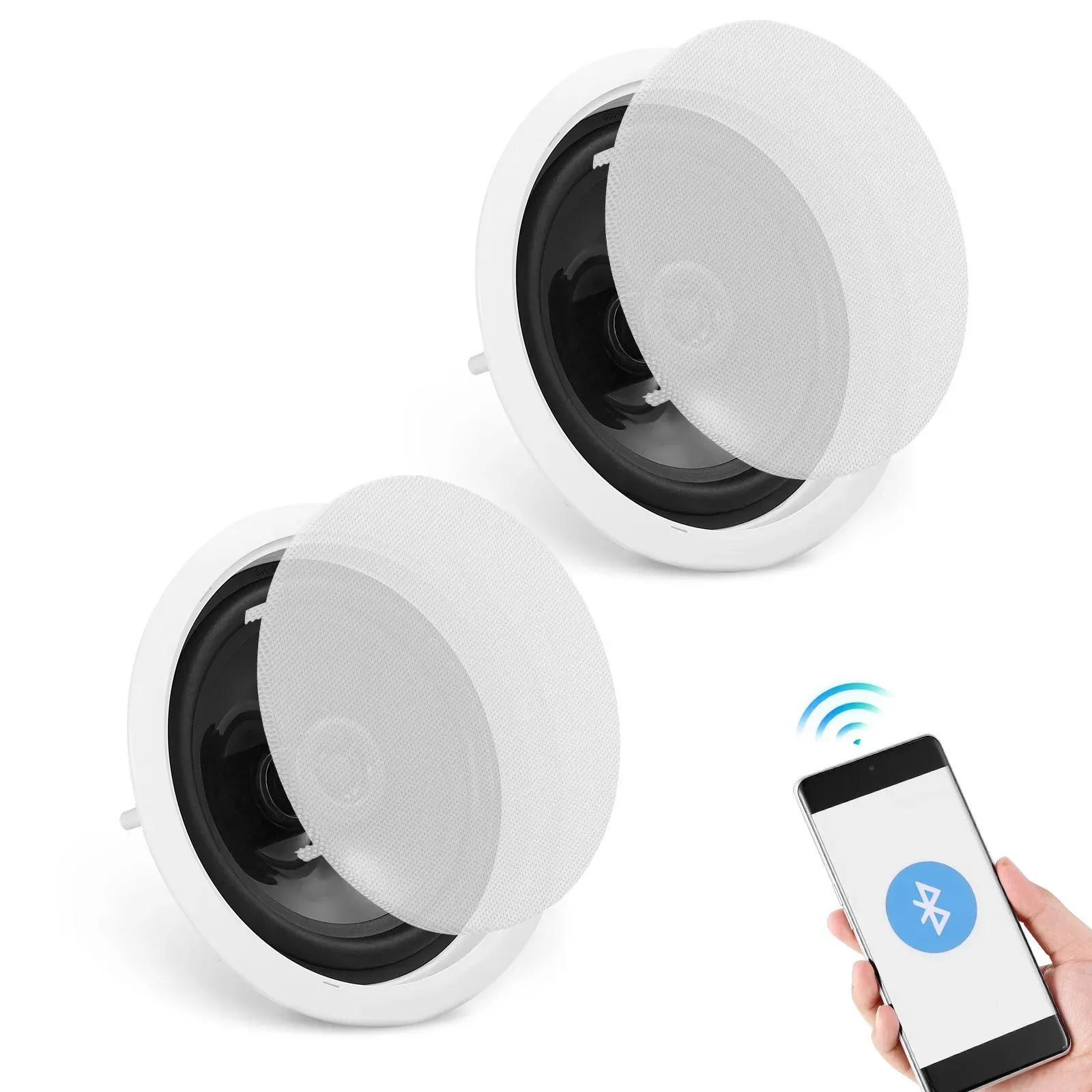 VEVOR 2er-Set Bluetooth-Deckenlautsprecher ca. 17 cm , 150 W, Wandlautsprechersystem mit 8 Ω Impedanz und 89 dB Empfindlichkeit, für Küche zu Hause, Wohnzimmer, Schlafzimmer oder überdachte Veranden