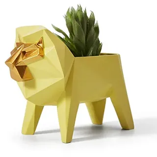 HAUCOZE Löwe Blumentopf Pflanzen Tier Deko Skulptur Modern Geschenk Arts Statue für Sukkulenten Wohnzimmer Büro Garten 16cm