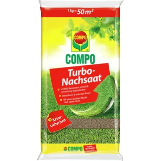 COMPO Turbo Nachsaat, Rasensamen, Schließt besonders schnell und zuverlässig Lücken im Rasen, Mit Keimsicherheit, 1 kg, 50 m2