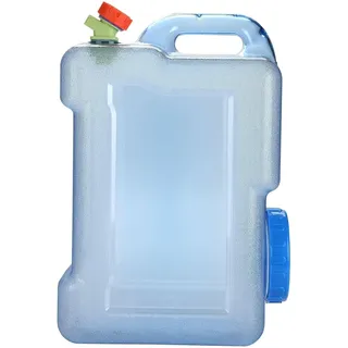 Camping Wasserkanister 12L/18L Wasserkanister mit Hahn Schraubdeckel Tragbarer Trinkwasserkanister Wassertank Camping mit Griffen für Outdoor Reise Hause Trinkder Speicher-Eimer Transparent Blau (12L)