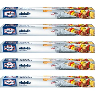 Toppits Alufolie XL Doppel-Kraft-Waben (10m x 44cm), 5er Pack (5 x 10 Meter)