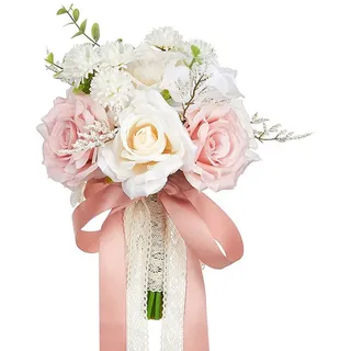 Kunstblumenstrauß Brautsträuße, künstliche Rosen, Handgefertigt, Romantisch, Agger, für Braut, Brautjungfer, Blumenstrauß rosa