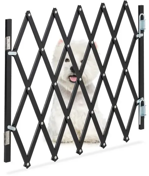Relaxdays Ausziehbares Hundeabsperrgitter schwarz Schwarz