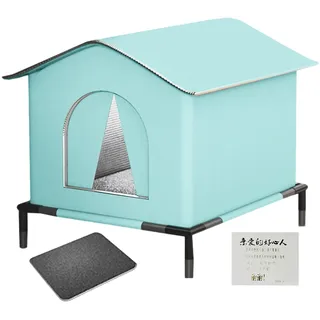 Katzenhaus Outdoor Winterfest | 40x30cm Wasserdichter Katzenhaus Outdoor | Katzenhau Outdoors Winterfest Isoliert Aluminiumfolie Schwamms mit Matten, Ständer | Warmes Katzenhöhle für Draußen, Terrasse