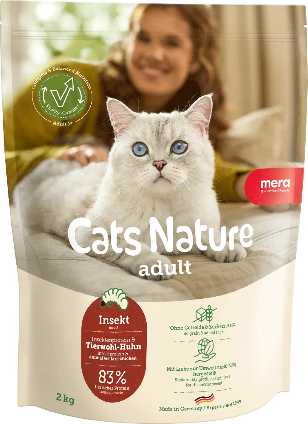 Katzenfutter Insektenprotein - mera Cats Nature Insekt - Trockenfutter getreidefrei 4x2kg 4x 2kg