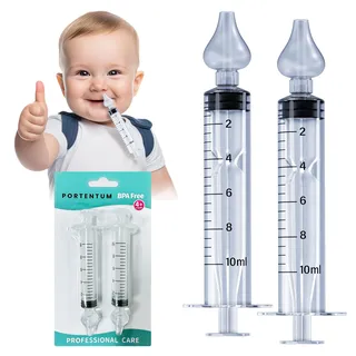 PORTENTUM 2 Stück Baby Nasendusche 10ml, Wiederverwendbare Nasenreiniger, Nasenspülung Kinder Tragbares, Nasenreinigungs, Nasenwaschreiniger, Sicherer und Komfortabel