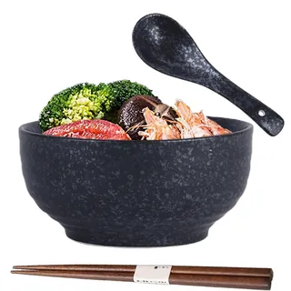 Ramen Schüssel,Ramen Bowl Set,Japanische Schüssel Keramik,Ramen Bowl mit Löffel Essstäbchen,Ramenschale,Suppenschalen Porzellan,Salatschüsseln