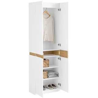 SoBuy Kleiderschrank mit 2 Türen Hochschrank Küchenschrank Aufbewahrungsschrank mit 5 Fächern Mehrzweckschrank Weiß Holzwerkstoff, 61x192x30 cm, Schlafzimmer, Kleiderschränke, Drehtürenschränke
