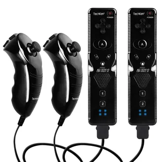 TechKen Wii Controller Set,Remote für Wii mit Motion Plus und Nunchuk Fernbedienung für Wii Kontroller mit Nunchuck Wii Vernbedinung Controller Ersatz für Wii/WiiU Konsole