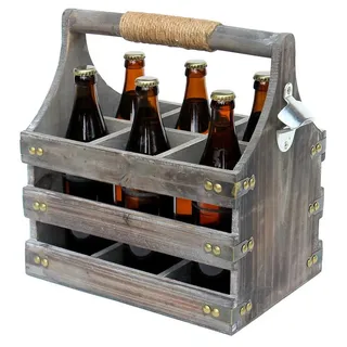 DanDiBo Ambiente DanDiBo Bierträger aus Holz mit Öffner 93860 Flaschenträger Flaschenöffner Flaschenkorb Männerhandtasche Männergeschenke