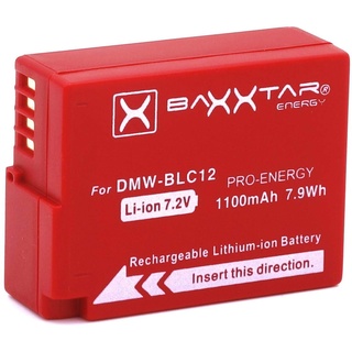Baxxtar Pro Akku DMW-BLC12 E (1100mAh) - intelligentes Akkusystem- Kompatibel mit Panasonic Lumix DC FZ1000 II G91 DMC GX8 G70 G80 G81 G7 G6 G5 FZ2500 FZ2000 FZ1000 FZ330 FZ300 FZ200 usw.