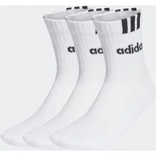 Adidas Unisex Kinder 3-Stripes Linear Half-Crew Cushioned Socks 3 Pairs, White/Black, 5-6 Years