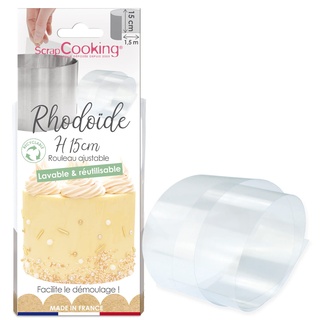 ScrapCooking 9426 Rhodoid-Band, Höhe 15 cm x 1,5 m, Rolle Rhodoid, transparent, für Kuchen, Desserts, Mousse, Käsekuchen, Backzubehör
