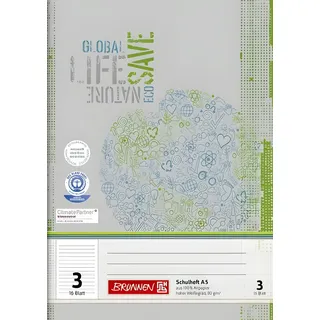 Brunnen Schulheft Recycling Lineatur 3 liniert DIN A5 16 Blatt
