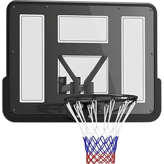 sportnow Basketballkorb mit Rückwand für Outdoor & Indoor, Basketballbrett mit Ø45 cm Stahlkorb und Netz, Wandmontage, Basketball Board für Erwachsene, Schwarz