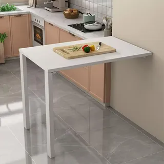 Nordivo Wandklapptisch,Wandklapptisch Küche,Klapptisch Wandmontage,Klapptisch Küche,Wandschreibtisch,Klapptisch Holz,Klappbarer Schreibtisch,Wand Montierter Klapptisch,Platzsparender(White,75x50cm)