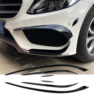 byjgs Frontstoßstange Lippe Splitter Verkleidung für C-Class W205 S205 C205 2015-2018 C200 260 C43 AMG, Frontstoßstange Seitensplitter Änderung Frontstoßstange Lippenspoiler Splitter,A