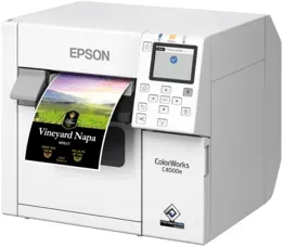 Epson ColorWorks C4000, Glänzende Schwarztinte, Cutter, ZPLII, USB, Ethernet