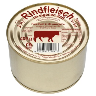 JOLA Rindfleisch im eigenen Saft | Pure Beef | 97% Rindfleisch |recyclebare Goldlackdose