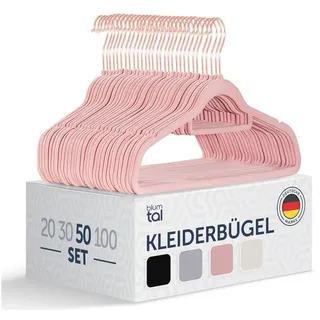 Blumtal Kleiderbügel 50 Stück - Kleiderbügel Samt 360° drehbar und belastbar - Kleiderbügel platzsparend und rutschfest - Kleiderbügel Rosa mit Samtbezug - Samtbügel - Kleiderbügel Samt Rosa - Hanger