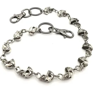 lemasi Totenkopf Hosenkette 60cm Schwer Metall Geldbörsenkette Karabiner Eisen Antik